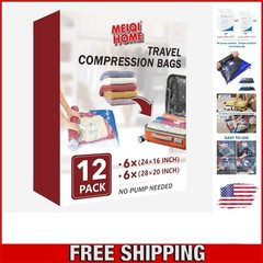12 Durable Vacuum Seal Bags | Multi-Purpose Travel Space Saver Solution