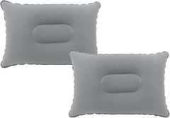 2 Pack Gray Ultralight Inflatable Pillow Small Squared Flocked Fabric Air Pillow