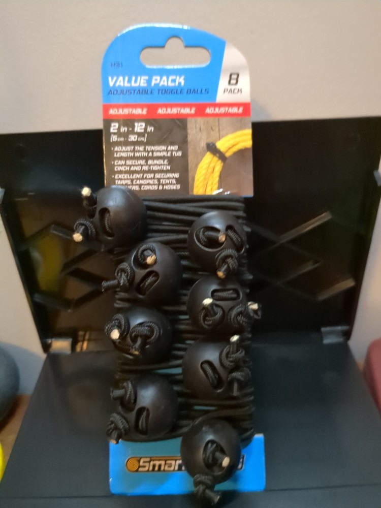 SmartStraps Adjustable Toggle Ball Bungee Cord, Adjust (pack of 8), Black