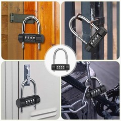 Combination Padlock, 4 Digit Resettable Combo Lock with Adjustable Shackle, G…