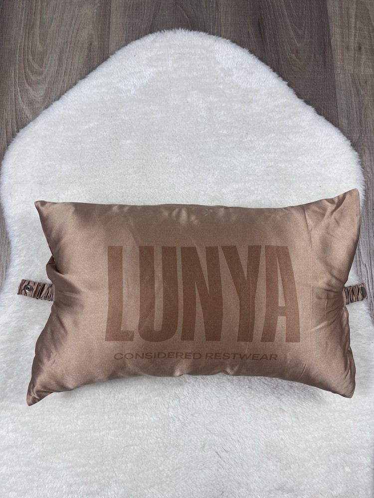 Lunya washable silk travel pillow Tan Brown