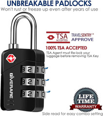 2 Pack TSA Approved Travel Luggage Locks, Metal Combination Lock, Alloy Keyless