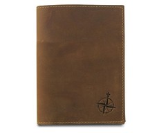 WANDERINGS Leather Travel Wallet with Passport Holder – 14 x 10 cm, Brown