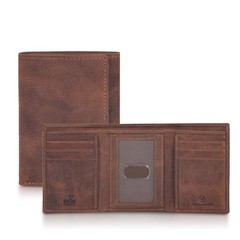 Genuine Leather Mens RFID Blocking Slim Trifold Wallet with 6 Cards+1 ID Wind…