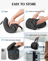 Travel Pillow for Long Flight Airplane, Head Strap Combo with 3D Contoured Sleep