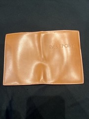Fine Leather Lodis Passport Holder Tan Exterior Red Interior NWT Retail $32