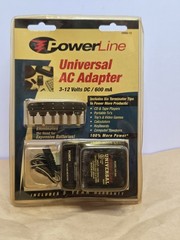PowerLine Universal AC Adapter 3-12 Volts. 6 Different Ends. NIP.