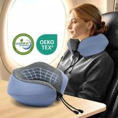 Memory Foam U Shaped Travel Sleep Pillow Head Back Neck Support Cushion Blue
