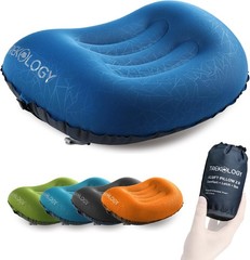 Navy Blue Ultralight Inflatable Camping Travel Pillow ALUFT 2.0 Compressible
