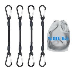 SDTC Tech Mini Short Bungee Cords with Carabiner Hooks 10INCH-4PCS, Black