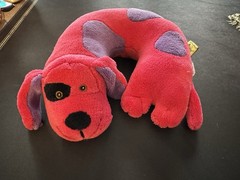 Critter Piller Pink Dog Puppy Travel Neck Pillow Kids Plush Buddy Pink /Purple