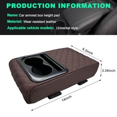 Car Center Console Armrest Pillow, Memory Foam Auto Armrest Box Diamond, Coffee