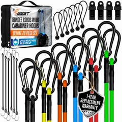VBEST Carabiner Bungee 28 Piece Multicolor Assorted Sizes Set,