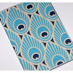New Vinyl Passport Cover for US Passports Aqua & Navy Peacock Feathers