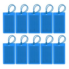 10 Pcs Luggage Tags for Suitcases, Flexible PVC Luggage Tag, Blue