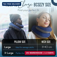 BCOZZY Travel Neck Pillow for Airplane – Patented Double Support for Head, Neck,