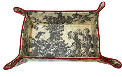 Vintage Handmade Travel Jewelry Cosmetic Tray Vinyl Black White Red 8.5 x 4.75″
