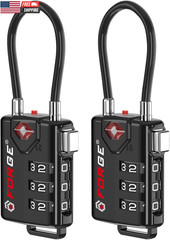 TSA Approved Cable Luggage Locks, Re-Settable Combination with Alloy Body, Black