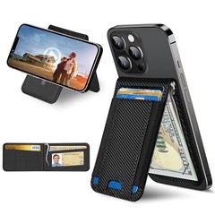 for MagSafe Wallet with Money Clip, Stronger Magnetic Carbon Fiber Black