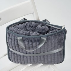Exclusive Travel Cozy 4-in-1 Blanket Pillow & Bag Dark Grey Plaid Velour Plush