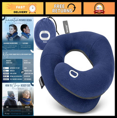 Travel Neck Pillow – Double Support for Head, Neck & Chin – Adjustable, Washable