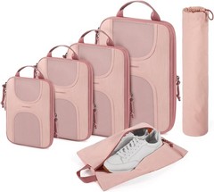 BAGSMART 6 Set Compression Packing Cubes, Travel Luggage Organizer Bags