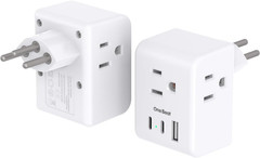 2 Pack Switzerland Travel Plug Adapter, Swiss Outlet Adapter with 3 Outlets 3 US