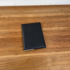 Mark and Graham Pottery Barn Embossed Leather Passport Case Black Travel NWOT
