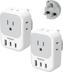 Type E F Travel Plug Adapter PD 20W, 7 in 1 Germany France Power Adaptor with 4