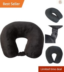 Travel-Ready Lightweight Neck Pillow – Hypoallergenic Black Microfiber Support