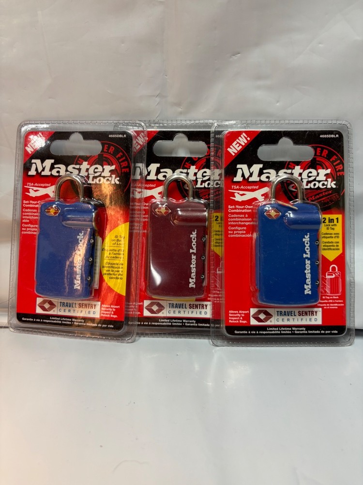 «THREE» Master Lock TSA-Accepted Set Your Own Combination!