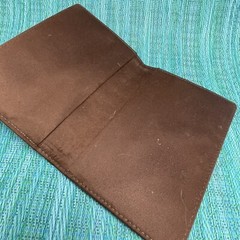 Brown Faux Leather Passport Holder Wallet Cover Bi-Fold