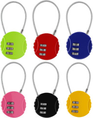 6 Pcs Combination Lock, 3 Digit Outdoor Waterproof Padlock Code Lock Cable Lugga