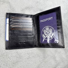 St. Dennis Genuine Black Leather Passport Holder Organizer Wallet 5.5”x 4.5”
