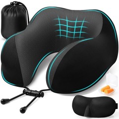 Memory Foam Travel Neck Pillow Airplane Sleeping Support For Flight Rest