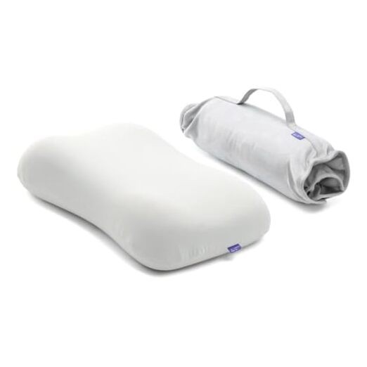 Cushion Lab Travel Deep Sleep Pillow – Compact Memory Foam Neck Light Grey