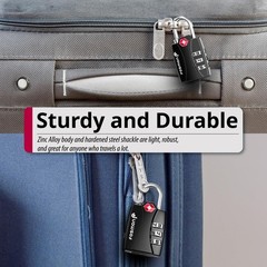 Fosmon TSA Approved Locks for Luggage. 1-Pack / Black, 3 Digit Black 1 Pack