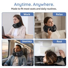 Inflatable Neck Pillow, Portable Travel Neck Pillow Airplane, Storable Black …