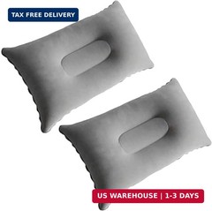 2Pack Small Inflatable Pillow Gray Ultralight Blow up Neck&Lumbar Support FAST