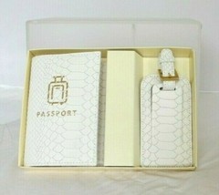 Passport Cover and Luggage Tag Gift Set Leather New in Gift Box Graphic Image