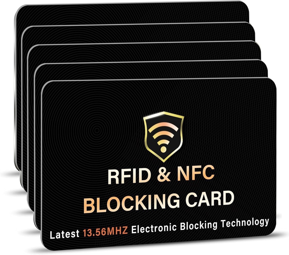 SaiTech IT 5 Pack RFID Blocking Card, One Card Protects 5 Pcs Black, Black