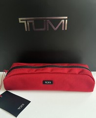 Tumi Red Black Travel Accessory Zipper Small Cord Pouch Bag