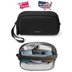 Electronic Organizer Travel Case Black Dual Compartment Tech Pouch for Cables…
