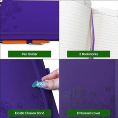 Notebook Journal for Women,A5 Hardcover Leather Journaling Notebooks for Purple