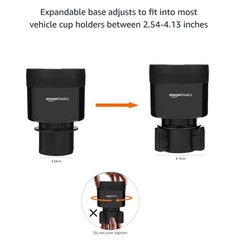 Amazon Basics Car Cup Holder Expander with Adjustable 3.4 to 3.8 in, black