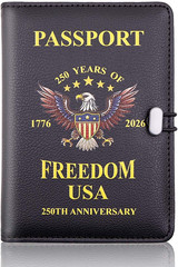 RFID Blocking Leather Passport Holder Cover Wallet Waterproof with Pen Holder