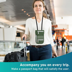 Travel Neck Wallet, RFID Blocking Passport Holder with Adjustable Neck Strap for