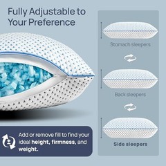 Small Cooling Memory Foam Pillow for M – 18 x 13 Inch White & Light Blue