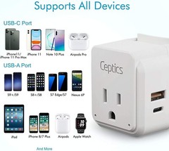 Ceptics Europe Plug Adapter Greece, Italy, Switzerland, Turkey, Portugal- Type C