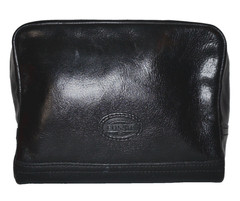 FOSSIL #ML8240 Small Black Leather Toiletry / Shave Mini Travel Pouch 5.5″ x 8″